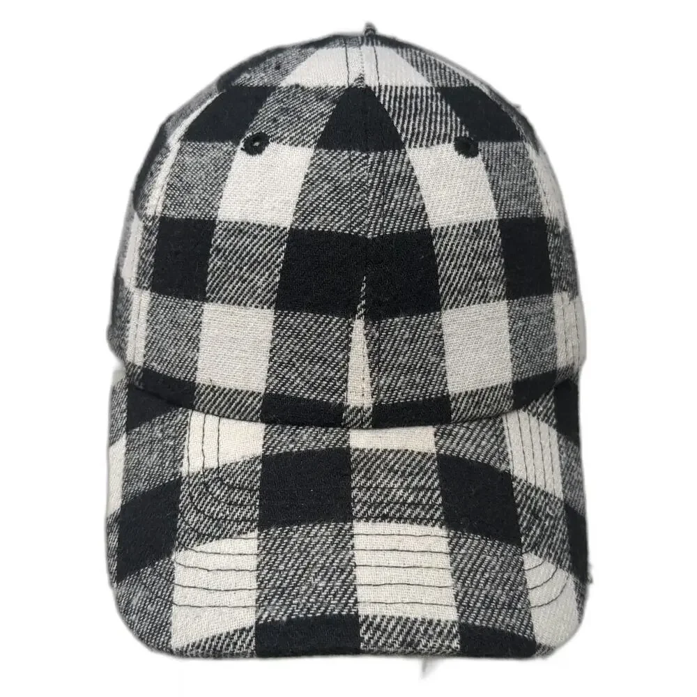 KBETHOS Baseball Cap Black White One Size Buffalo Plaid Checkered Slideback Hat